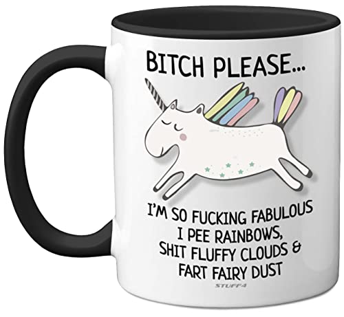 Bitch Please I'm So Fabulous Unicorn Mug, 11oz Ceramic Black Handle Mugs, Funny Gifts for Women, Birthday Present, Tea Sets for Adults, Unicorn Gifts, Christmas Present, for Your Best Friend
