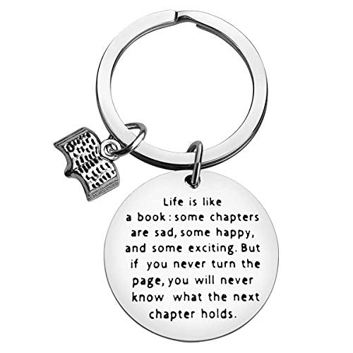 Book Lover Gift Reading Book Club Keyring Book Key Chain Bookworm Gift Book Lover Keychain Gift Librarian Gift Bibliophile Gifts for Women Men Reader Writers Book Club Keychain Life is A Book Keyring