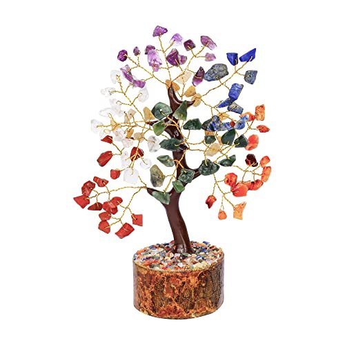 Crystals and Healing Stones Tree - Chakra Tree - Crystal Tree - Mini Chakra Stone Tree - Feng Shui Decor - Meditation Accessories - Chakra Decor - Money Tree - Spiritual Gifts