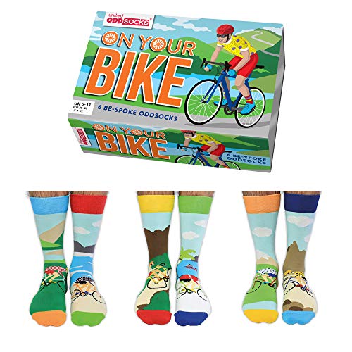 United Oddsocks On Your Bike Box of 6 Odd Socks for Men UK 6-11 EUR 39-46