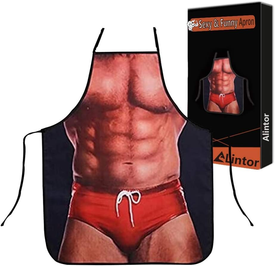 Alintor Funny Gifts for Men - Sexy Funny Novelty Apron, Secret Santa Gifts for Men, Men Gifts for Christmas Stocking Fillers, Novelty Gifts for Dad/Husband/Boyfriend, Gifts for Men Who Have Everything