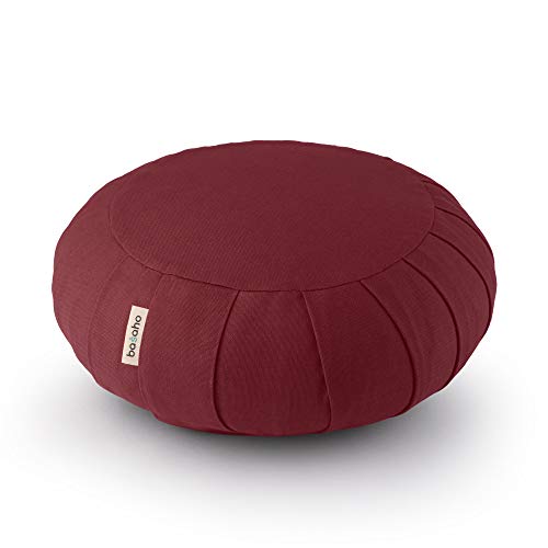 Basaho CLASSIC Zafu Meditation Cushion | Organic Cotton | Buckwheat Hulls | Removable Washable Cover (Tibetan Maroon)