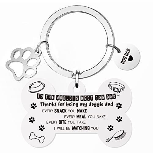 Dog Dad Gifts Keyring, Funny Father's Day Gifts Cards from The Dog, Best Dog Dad Father Gifts to Dad, Dog Lover Dog Owner Gifts for Men, Dog Daddy Birthday Presents and Gift Fathers Day Christmas