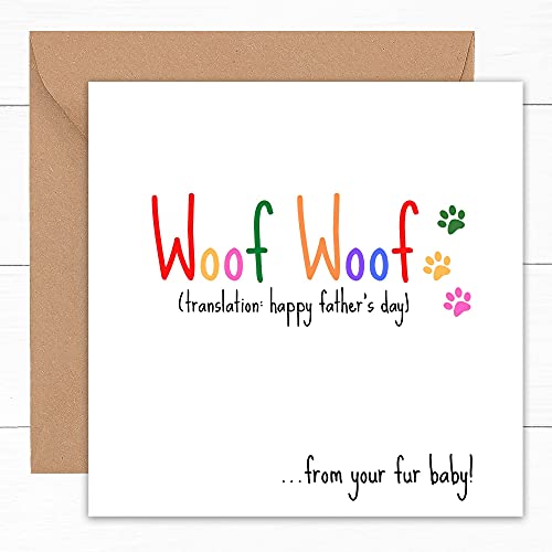 Fathers Day Card From The Dog | Funny Father's Day Cards For Dad Daddy Father s Stepdad Stepfather Pop | Doggy Pup Puppy Fur Baby | Gift Joke Gifts Cute Humour Large Step | Handmade | 14cm