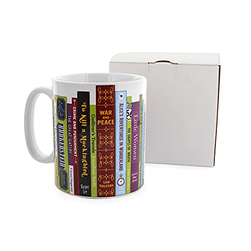 Ginger Fox Book Lovers Novelty Coffee Mug | Great Gift for The Bookworm in Your Life | 400ml Capacity | Featuring 30 of The Greatest Classic Novels