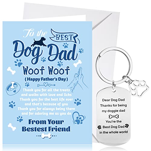 HOWAF Fathers Day Card from The Dog, Happy Father's Day Card Fathers Day Card from Dog Fathers Day Cards from The Dog Fathers Day Keyring Dog Dad Keyring Fathers Day Gift Fathers Day Gifts from Dog