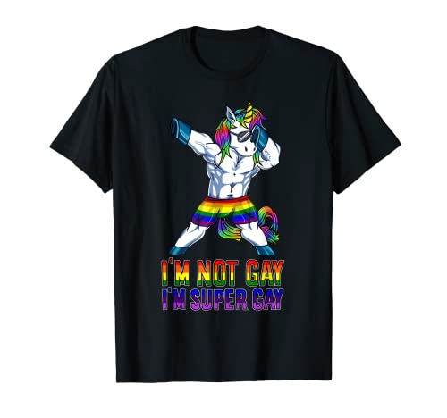 Im Not Gay Im Super Gay LGBT Bodybuilding Unicorn Muscle T-Shirt