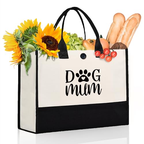 Leebbsin Christmas Birthday Gifts for Dog Mum - Lovely Canvas Tote Bag Gifts for Dog Lovers Women 17 x 6.7 x 12.5 inches- Unique Dog Lovers Gifts for Women, Dog Gifts for Women
