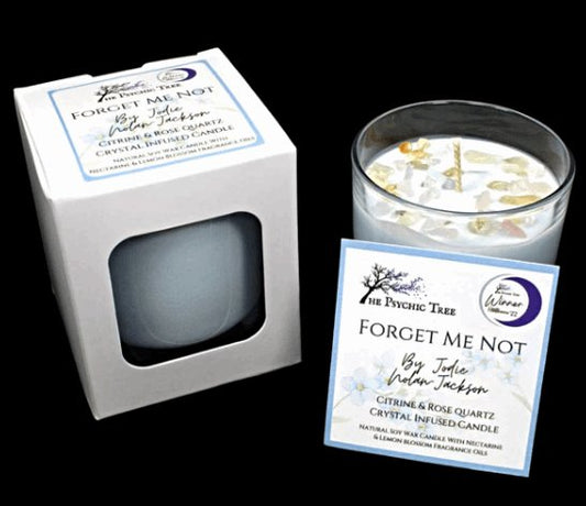 The Psychic Tree - Forget Me Not - Crystal Infused Scented Candle