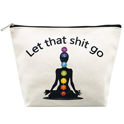 Yoga Gift for Yoga Instructor Yoga Accessories Women Funny Meditation Gifts Zen Gifts Let That Go Makeup Bag Cosmetic Bag Pouch Tote Bag Travel Bag for Birthday Christmas Gifts